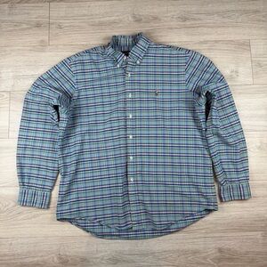 Ralph Lauren Heavy Cotton Multicolor Plaid Tartan Button Down Shirt Oxford Sz XL